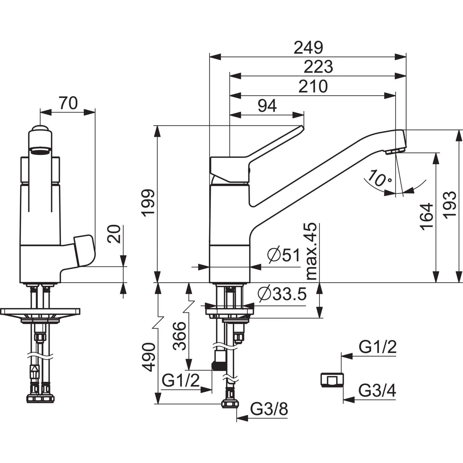 Hansa Küchenarmatur Hansaprimo 49502203 Chrom, Mit Geräteabsperrventil 2 Hansa Küchenarmatur Hansaprimo 49502203 Chrom, Mit Geräteabsperrventil – Bild 2