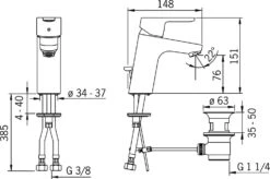 Hansa Waschtischarmatur Hansaprimo XL 49562203 Chrom, Mit Ablaufgarnitur -VIEGA Verkäufe Hansa Waschtischarmatur Hansaprimo XL 49562203 chrom mit Ablaufgarnitur 2