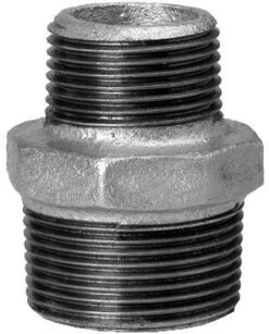 Hermann Schmidt Temperguss 245 Reduktionsdoppelnippel 13245010 DN 20 X 15, 3/4" X 1/2", AG/AG, Verzinkt