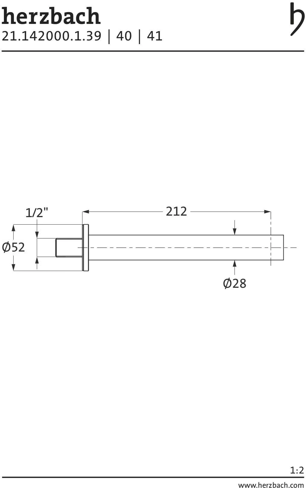 Herzbach Design IX PVD Wanneneinlauf 21.142000.1.39 212 Mm, Copper Steel, 1/2" 2 Herzbach Design IX PVD Wanneneinlauf 21.142000.1.39 212 Mm, Copper Steel, 1/2" – Bild 2