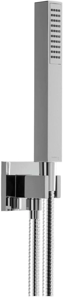 Herzbach Living Spa Wannenset 11.630221.4.01 Chrom, Mit Konushalter, Brauseanschlussbogen, 1.600mm, Square