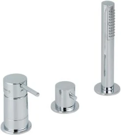 Herzbach Nano Wannen-Dreiloch-Armatur 22.120250.2.01 Fliesen-/Wannenrandmontage, Ohne Auslauf, Chrom