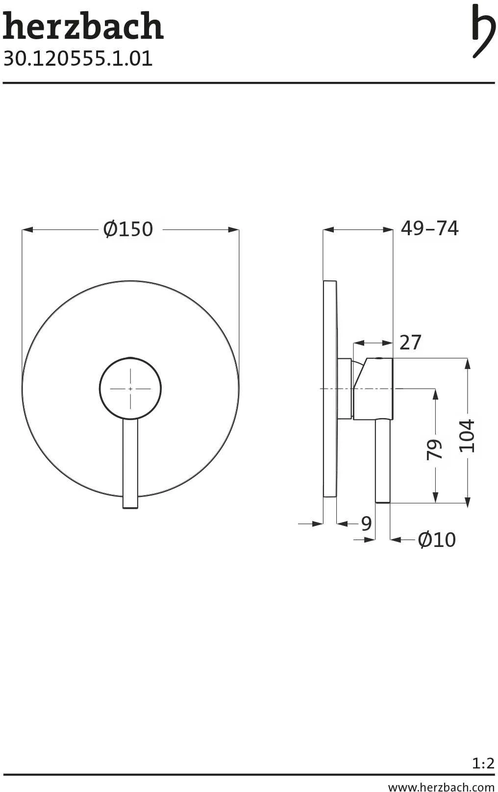 Herzbach Siro Brausearmatur 30.120555.1.01 Chrom, Unterputzarmatur 3 Herzbach Siro Brausearmatur 30.120555.1.01 Chrom, Unterputzarmatur – Bild 3