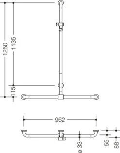 Hewi 801 Duschhandlauf 801.35.44086 962 X 1250 Mm, Sand, Mit Brausehalterstange -VIEGA Verkäufe Hewi 801 Duschhandlauf 801.35.44086 962 x 1250 mm sand mit Brausehalterstange 1