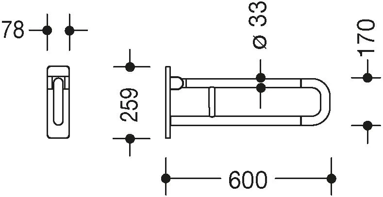 Hewi 801 Stützklappgriff 801.50.10690 600 Mm, Tiefschwarz, Drehbar, Aluminiumkern 2 Hewi 801 Stützklappgriff 801.50.10690 600 Mm, Tiefschwarz, Drehbar, Aluminiumkern – Bild 2