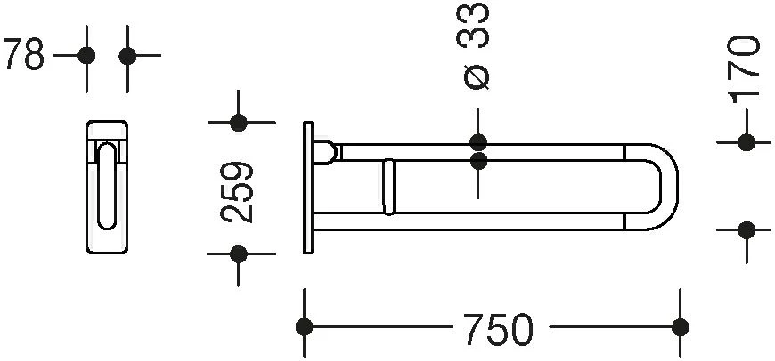 Hewi 801 Stützklappgriff 801.50.14618 750 Mm, Senfgelb, Drehbar, Aluminiumkern 2 Hewi 801 Stützklappgriff 801.50.14618 750 Mm, Senfgelb, Drehbar, Aluminiumkern – Bild 2