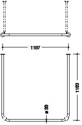 Hewi 801 Vorhangstange 801.34.31018 1200 X 1200 Mm, 34 Vorhangringe, Senfgelb, Für Duschwanne 2 Hewi 801 Vorhangstange 801.34.31018 1200 X 1200 Mm, 34 Vorhangringe, Senfgelb, Für Duschwanne – Bild 2