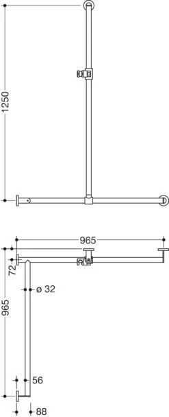 Hewi System 900 Edelstahl-Duschhandlauf 900.35.30460AS 1250 X 965 X 965 Mm, Pulverbeschichtet Weiß Tiefmatt, Halter Polyamid Weiß Matt, Links -VIEGA Verkäufe Hewi System 900 Edelstahl Duschhandlauf 900.35.30460AS 1250 x 965 x 965 mm pulverbeschichtet weiss tiefmatt Halter Polyamid weiss matt links 2
