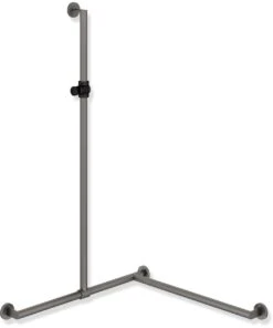 Hewi System 900 Edelstahl-Duschhandlauf 900.35.30460AS 1250 X 965 X 965 Mm, Pulverbeschichtet Weiß Tiefmatt, Halter Polyamid Weiß Matt, Links