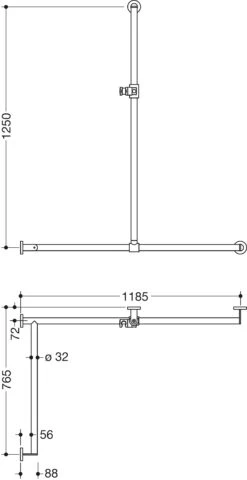 Hewi System 900 Edelstahl-Duschhandlauf 900.35.305XA98 1250 X 1185 X 765 Mm, Matt, Halter Signalweiß, Links -VIEGA Verkäufe Hewi System 900 Edelstahl Duschhandlauf 900.35.305XA98 1250 x 1185 x 765 mm matt Halter signalweiss links 1