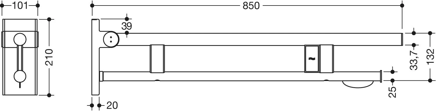 Hewi System 900 Stützklappgriff 900.50.112XA Ausladung 850 Mm, Edelstahl Matt Geschliffen, Links, WC-Papierhalter/Funk-Spülauslösung 2 Hewi System 900 Stützklappgriff 900.50.112XA Ausladung 850 Mm, Edelstahl Matt Geschliffen, Links, WC-Papierhalter/Funk-Spülauslösung – Bild 2
