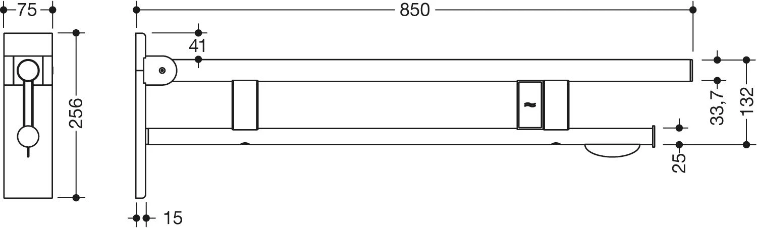 Hewi System 900 Stützklappgriff 900.50.16960DC Ausladung 850 Mm, Edelstahl Pulverbeschichtet Schwarz Tiefmatt, Links, WC-Papierhalter/Funk-Spülauslösung 2 Hewi System 900 Stützklappgriff 900.50.16960DC Ausladung 850 Mm, Edelstahl Pulverbeschichtet Schwarz Tiefmatt, Links, WC-Papierhalter/Funk-Spülauslösung – Bild 2