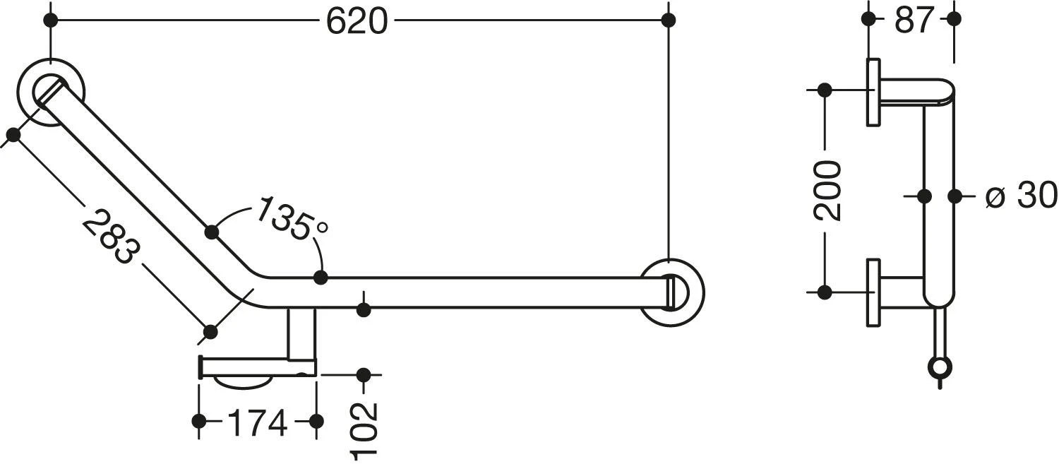 Hewi System 900 Winkelgriff 900.22.33260DC 620 X 283 Mm, Edelstahl Pulverbeschichtet Schwarz Tiefmatt, Rechts 2 Hewi System 900 Winkelgriff 900.22.33260DC 620 X 283 Mm, Edelstahl Pulverbeschichtet Schwarz Tiefmatt, Rechts – Bild 2