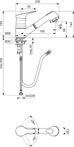 Ideal Standard CeraFit Küchenarmatur BC146AA Chrom, Mit Herausziehbarer Handbrause -VIEGA Verkäufe Ideal Standard CeraFit Kuechenarmatur BC146AA chrom mit herausziehbarer Handbrause 1