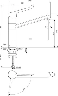 Ideal Standard CeraFlex Küchenarmatur BC137AA Schwenkbar, Ergonomischer Langhebel 132 Mm, Verchromt -VIEGA Verkäufe Ideal Standard CeraFlex Kuechenarmatur BC137AA schwenkbar ergonomischer Langhebel 132 mm verchromt 4