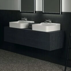 Ideal Standard Conca Waschtisch-Unterschrank T3983Y4 Mit Ausschnitt, 2 Auszüge, 160x50,5x37 Cm, Eiche Geflammt Furnier -VIEGA Verkäufe Ideal Standard Conca Waschtisch Unterschrank T3983Y4 mit Ausschnitt 2 Auszuege 160x505x37 cm Eiche geflammt Furnier 3