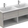 Ideal Standard Connect Air DoppelWaschtischunterschrank E0829PS 120x51,7x44cm, 2 Auszüge, Eiche Grau Dekor/weiß Matt