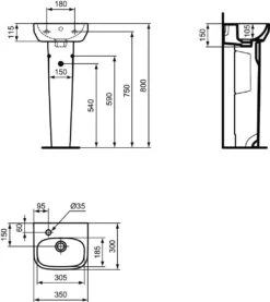 Ideal Standard I.life A Handwaschbecken T4515MA 35x30x15cm, Mit Hahnloch Und Überlauf, Hahnbank Links, Weiß Ideal Plus -VIEGA Verkäufe Ideal Standard i.life A Handwaschbecken T4515MA 35x30x15cm mit Hahnloch und Ueberlauf Hahnbank links weiss Ideal Plus 6