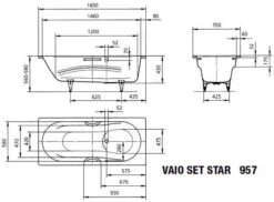 Kaldewei Badewanne Vaio Set Star 957 233700013001 160 X 70 X 43 Cm, Weiss Perl-Effekt -VIEGA Verkäufe Kaldewei Badewanne Vaio Set Star 957 233700013001 160 x 70 x 43 cm weiss Perl Effekt 2