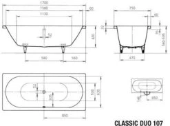 Kaldewei Classic Duo Badewanne 290730003030 170x75cm, Antislip Perl-Effekt, Bahamabeige -VIEGA Verkäufe Kaldewei Classic duo Badewanne 290730003030 170x75cm Antislip Perl Effekt bahamabeige 3