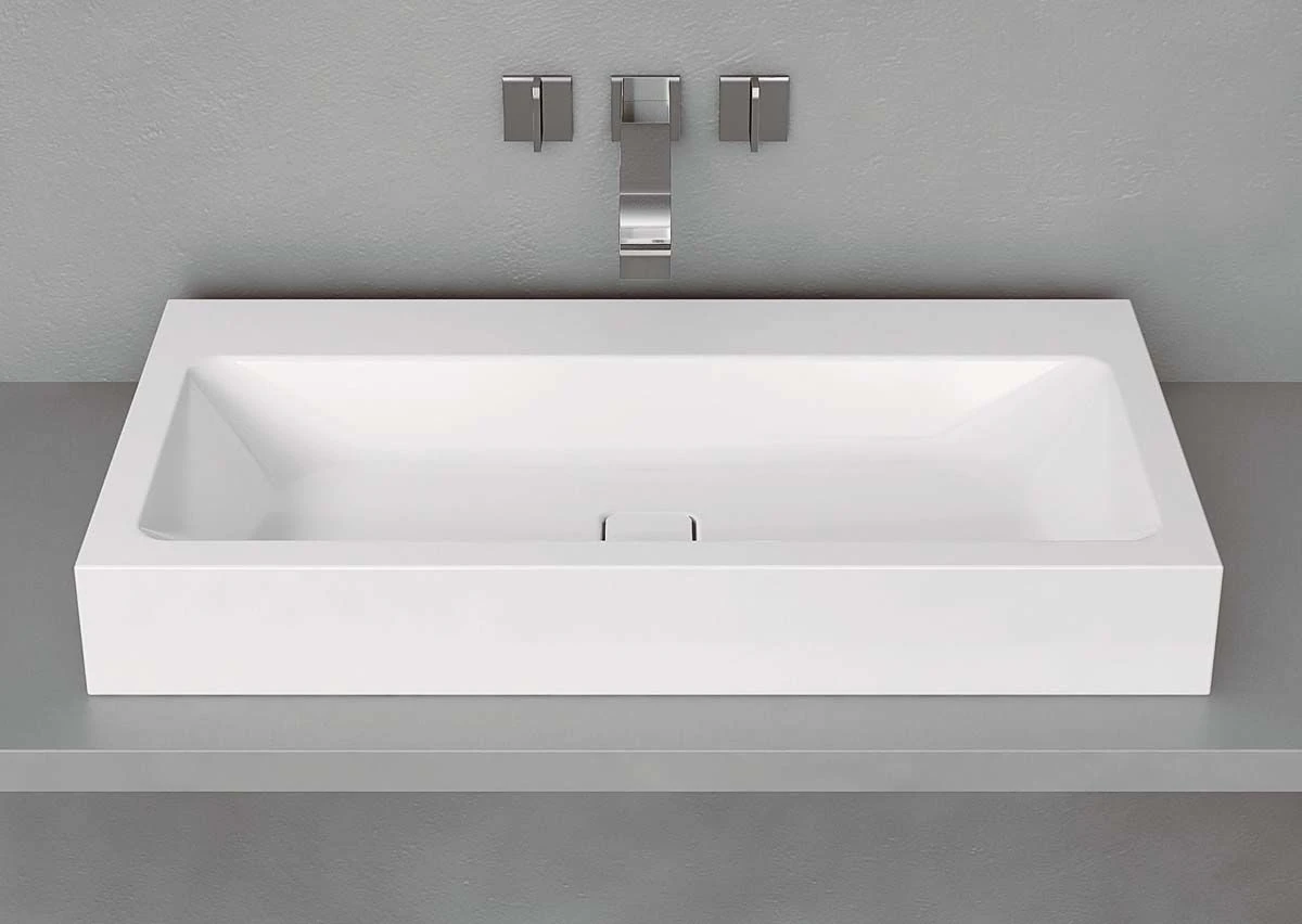 Kaldewei Cono Aufsatzwaschtisch 902206033001 3086, 90x50x12cm, Weiss Perl-Effekt, 3 Hahnlöcher 2 Kaldewei Cono Aufsatzwaschtisch 902206033001 3086, 90x50x12cm, Weiss Perl-Effekt, 3 Hahnlöcher – Bild 2