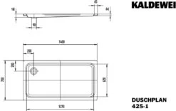 Kaldewei DUSCHPLAN XXL 425 Duschwanne 432500013231 140 X 75 X 6,5 Cm, Pergamon Perl-Effekt, Antislip -VIEGA Verkäufe Kaldewei DUSCHPLAN XXL 425 Duschwanne 432500013231 140 x 75 x 65 cm pergamon Perl Effekt antislip 4