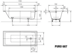 Kaldewei Puro Badewanne 258730003030 170x70cm, Antislip Perl-Effekt, Bahamabeige -VIEGA Verkäufe Kaldewei Puro Badewanne 258730003030 170x70cm Antislip Perl Effekt bahamabeige 6