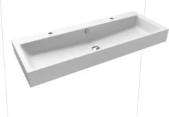 Kaldewei Puro Wand-Waschtisch 906806033711 3167, 120x46cm, Alpinweiss Matt Perl-Effekt, Mit Überlauf, 3 Hahnlöcher