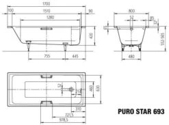 Kaldewei Puro Star Badewanne 259500010199 170x80cm, Manhattan -VIEGA Verkäufe Kaldewei Puro star Badewanne 259500010199 170x80cm manhattan 6
