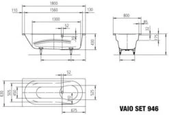 Kaldewei Vaio Set 946 Badewanne 234600010001 180 X 80 X 43 Cm, Weiss -VIEGA Verkäufe Kaldewei Vaio Set 946 Badewanne 234600010001 180 x 80 x 43 cm weiss 2
