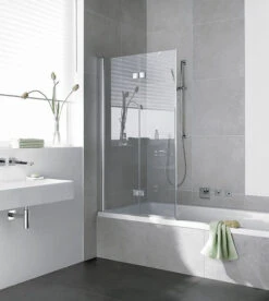 Kermi Diga Badewannen-Faltwand DI2PL100152AK 100x150cm, Weiß, ESG Klar, Links