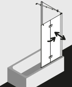 Kermi Diga Badewannen-Faltwand DI2PL10015VAK 100x150cm, Silber Hochglanz, ESG Klar, Links -VIEGA Verkäufe Kermi Diga Badewannen Faltwand DI2PL10015VAK 100x150cm silber hochglanz ESG klar links 4