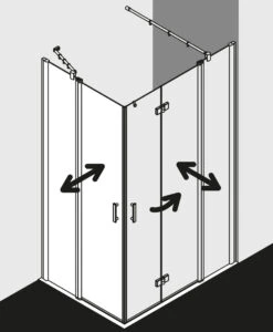 Kermi Diga Eckeinstieg-Hälfte Pendeltür Mit Festfeld DIEPR078182AK 78x185cm, Auf DP, Weiß, ESG Klar, Rechts -VIEGA Verkäufe Kermi Diga Eckeinstieg Haelfte Pendeltuer mit Festfeld DIEPR078182AK 78x185cm auf DP weiss ESG klar rechts 2