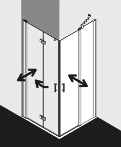 Kermi Diga Eckeinstieg-Hälfte Pendeltür Mit Festfeld DIEPR08020VAK 80x200cm, Auf DW, Silber Hochglanz, ESG Klar, Rechts -VIEGA Verkäufe Kermi Diga Eckeinstieg Haelfte Pendeltuer mit Festfeld DIEPR08020VAK 80x200cm auf DW silber hochglanz ESG klar rechts 1