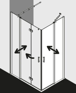 Kermi Diga Eckeinstieg-Hälfte Pendeltür Mit Festfeld DIEPR08020VAK 80x200cm, Auf DW, Silber Hochglanz, ESG Klar, Rechts -VIEGA Verkäufe Kermi Diga Eckeinstieg Haelfte Pendeltuer mit Festfeld DIEPR08020VAK 80x200cm auf DW silber hochglanz ESG klar rechts 3