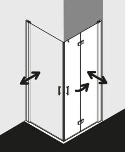 Kermi Diga Eckeinstiegshälfte Pendel-Falttür DI2CR103182PK 103x185cm, Weiß, ESG Klar Clean, Rechts, Auf Duschplatz -VIEGA Verkäufe Kermi Diga Eckeinstiegshaelfte Pendel Falttuer DI2CR103182PK 103x185cm weiss ESG klar Clean rechts auf Duschplatz 2