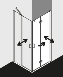 Kermi Diga Eckeinstiegshälfte Pendel-Falttür DI2CR10318VAK 103x185cm, Silber Hochglanz, ESG Klar, Rechts, Auf Duschplatz -VIEGA Verkäufe Kermi Diga Eckeinstiegshaelfte Pendel Falttuer DI2CR10318VAK 103x185cm silber hochglanz ESG klar rechts auf Duschplatz 4