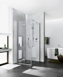 Kermi Diga Pendel-Falttür Für Seitenwand DI2SR070202AK 70x200cm, Weiß, ESG Klar, Rechts, Auf Duschwanne