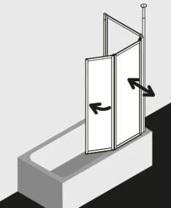 Kermi Faltwand Vario 2000, 2-flüglig 115,1-116,7x140cm, Silber, ESG KermiClean -VIEGA Verkäufe Kermi Faltwand Vario 2000 2 flueglig 1151 1167x140cm silber ESG KermiClean 2