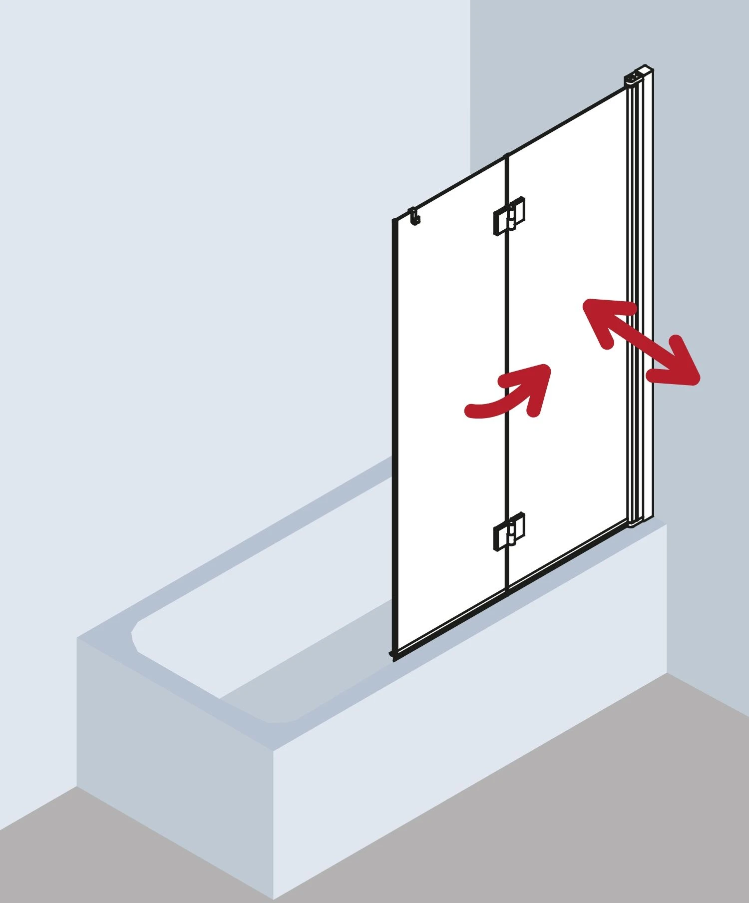 Kermi Liga Badewannen-Faltwand LI2PL120151AK 120x150cm, Silber Mattglanz, ESG Klar, Links 4 Kermi Liga Badewannen-Faltwand LI2PL120151AK 120x150cm, Silber Mattglanz, ESG Klar, Links – Bild 4