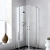 Kermi Liga Eckeinstieg-Hälfte Pendeltür Mit Festfeld LIEPR080181PK 80x185cm, Silber Mattglanz, ESG Klar Clean, Rechts, Auf Duschwanne