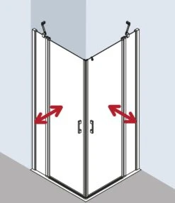 Kermi Liga Eckeinstieg-Hälfte Pendeltür Mit Festfeld LIEPR080181PK 80x185cm, Silber Mattglanz, ESG Klar Clean, Rechts, Auf Duschwanne -VIEGA Verkäufe Kermi Liga Eckeinstieg Haelfte Pendeltuer mit Festfeld LIEPR080181PK 80x185cm silber mattglanz ESG klar Clean rechts auf Duschwanne 3