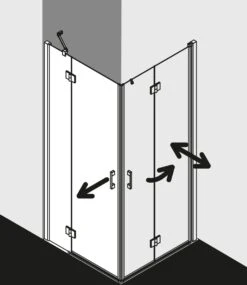 Kermi Liga Eckeinstieg-Hälfte Schwingtür Mit Festfeld LIESL08020VPK 80x200cm, Silber Hochglanz, ESG Klar Clean, Links, Auf Duschwanne