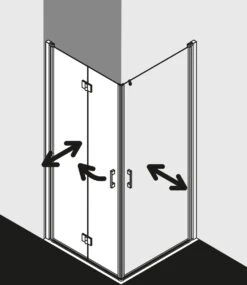 Kermi Liga Eckeinstiegshälfte Pendel-Falttür LI2CL080201PK 80x200cm, Silber Mattglanz, ESG Klar Clean, Links, Auf Duschwanne -VIEGA Verkäufe Kermi Liga Eckeinstiegshaelfte Pendel Falttuer LI2CL080201PK 80x200cm silber mattglanz ESG klar Clean links auf Duschwanne 2