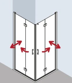 Kermi Liga Eckeinstiegshälfte Pendel-Falttür LI2CL080201PK 80x200cm, Silber Mattglanz, ESG Klar Clean, Links, Auf Duschwanne -VIEGA Verkäufe Kermi Liga Eckeinstiegshaelfte Pendel Falttuer LI2CL080201PK 80x200cm silber mattglanz ESG klar Clean links auf Duschwanne 3