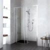 Kermi Liga Gleittür 2-tlg. Bodenfrei Mit Festfeld LID2R115201PK 111-116x200cm, Silber Mattglanz, ESG Klar Clean, Rechts, Auf Duschwanne