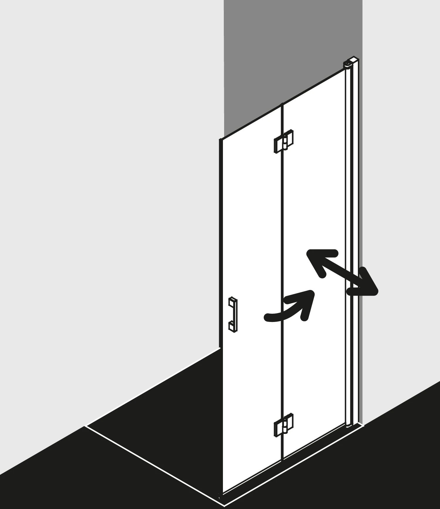 Kermi Liga Pendel-Falttür LI2YR090201AK 90x200cm, Silber Mattglanz, ESG Klar, Rechts 3 Kermi Liga Pendel-Falttür LI2YR090201AK 90x200cm, Silber Mattglanz, ESG Klar, Rechts – Bild 3