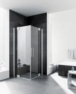 Kermi Pasa XP Eckeinstieg-Pendeltür Mit Festfeld PXEPR08320VPK 83x200cm, Silber Hochglanz, ESG Klar Clean, Halbteil Rechts, Auf Duschplatz