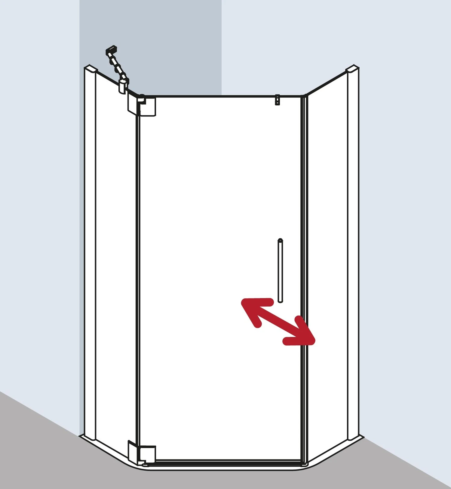 Kermi Pasa XP Fünfeck-Duschkabine Pendeltür PXL45090181PK 90x90x185cm, Silber Mattglanz, ESG Klar Clean, Links 2 Kermi Pasa XP Fünfeck-Duschkabine Pendeltür PXL45090181PK 90x90x185cm, Silber Mattglanz, ESG Klar Clean, Links – Bild 2