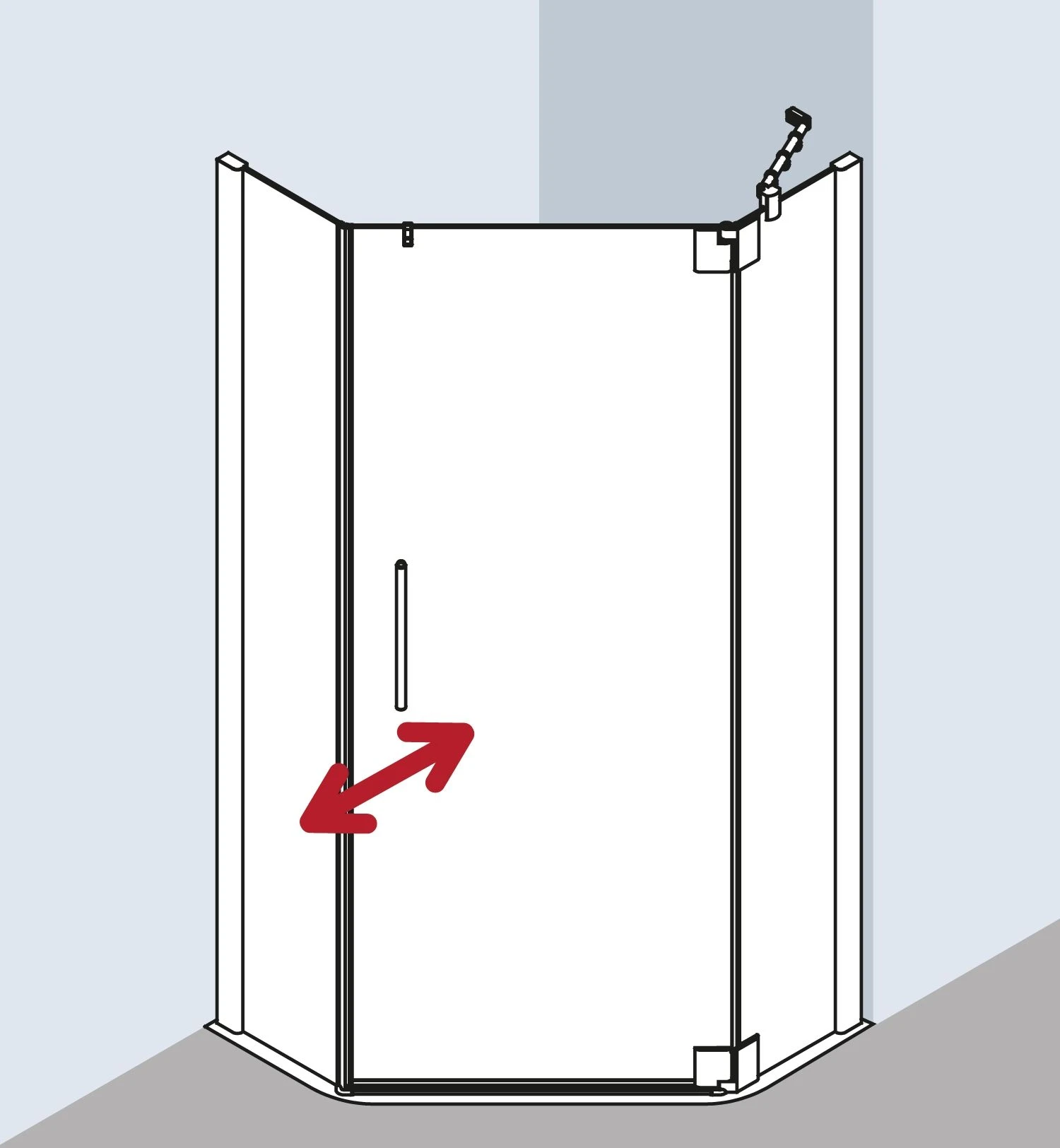 Kermi Pasa XP Fünfeck-Duschkabine Pendeltür PXL45090181PK 90x90x185cm, Silber Mattglanz, ESG Klar Clean, Links 3 Kermi Pasa XP Fünfeck-Duschkabine Pendeltür PXL45090181PK 90x90x185cm, Silber Mattglanz, ESG Klar Clean, Links – Bild 3